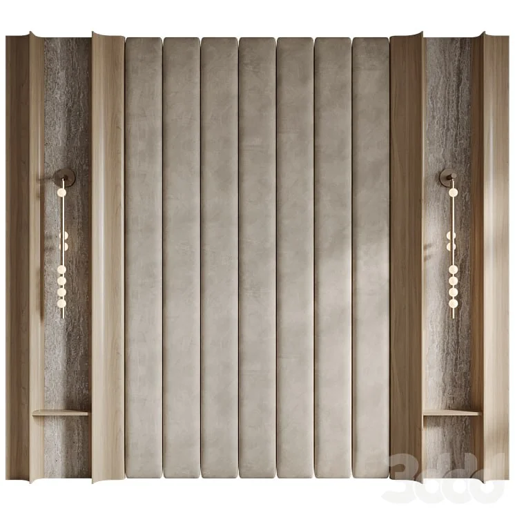 Lunar headboard with upholstered panels